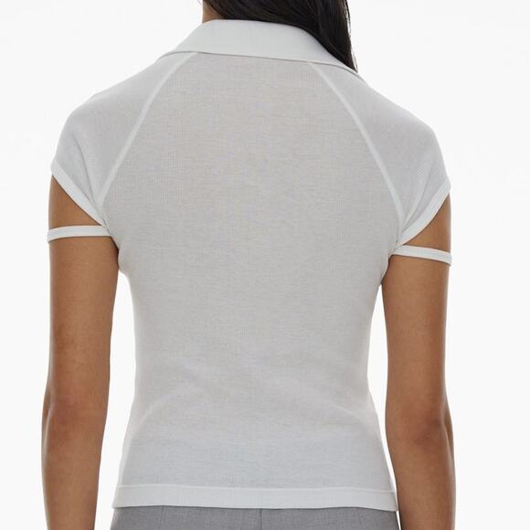 HELMUT LANG Women's Strappy Cap Sleeve Polo White S NWT - Picture 3 of 7